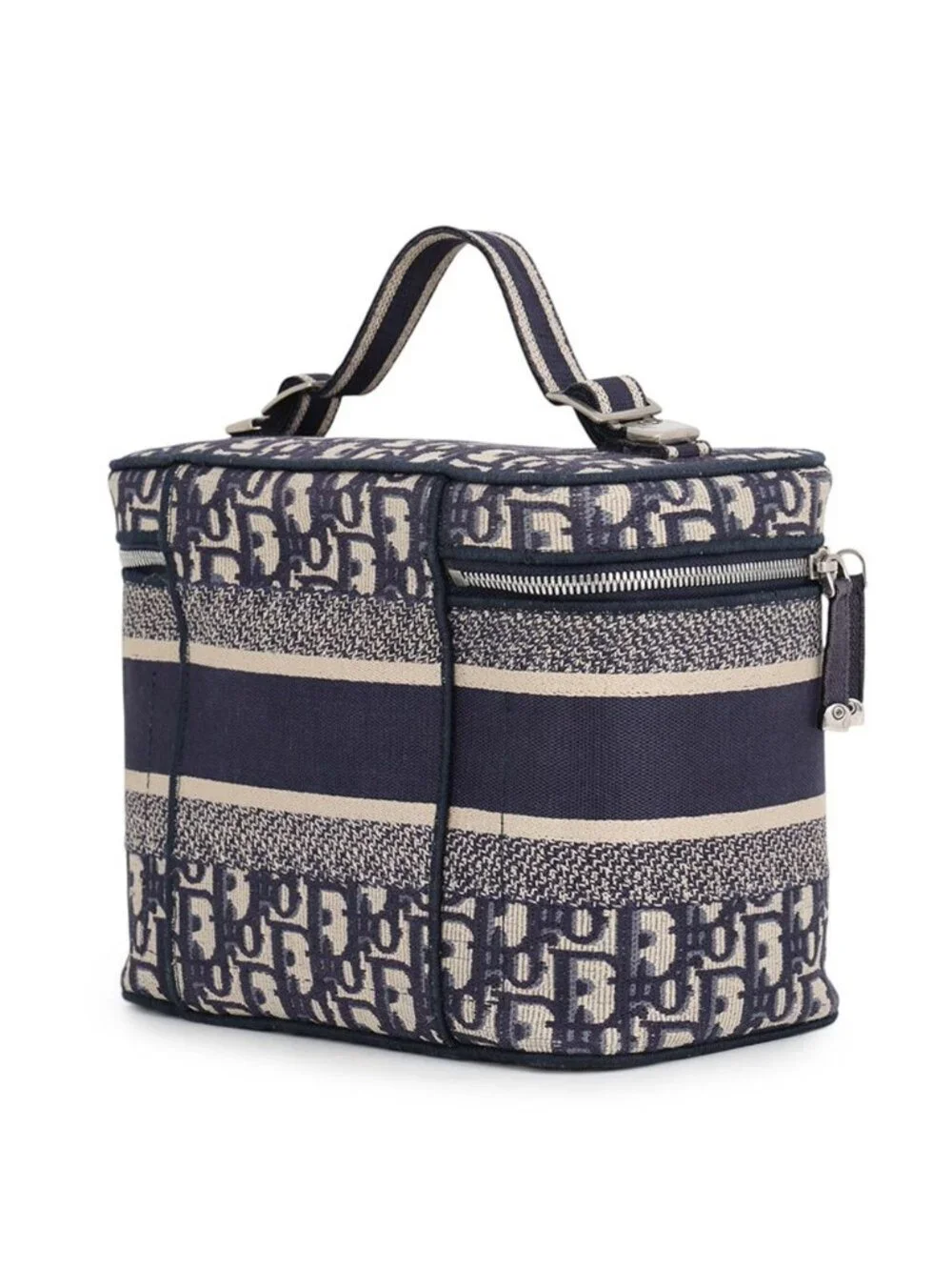 Dior Handbag Oblique Embroidered Travel Vanity Bag Medium Canvas